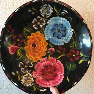 Mexican hand painted decor tray bowl